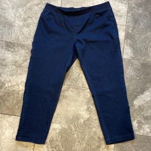Classic Editions Womens Jeggings Jeans XL Blue Dark Wash 2 Pocket Elastic Waist